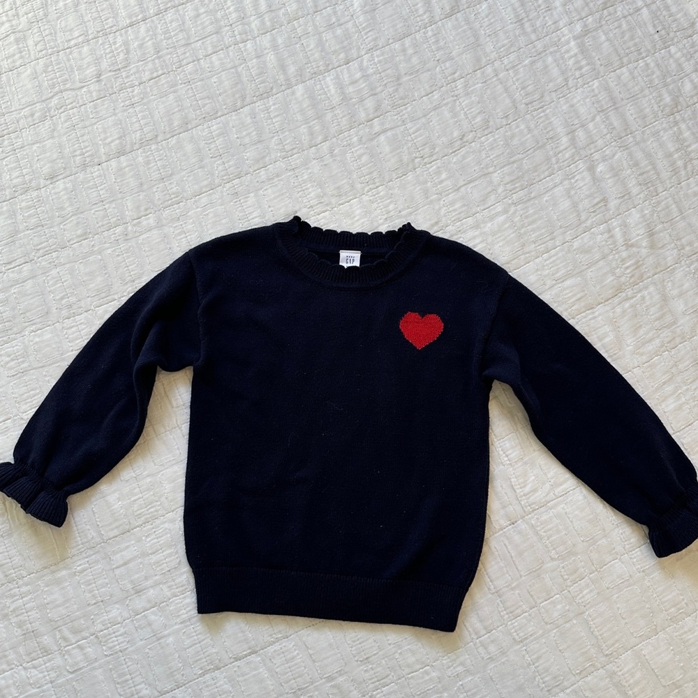 Gap Navy Ruffle Heart Sweater NEW 3T